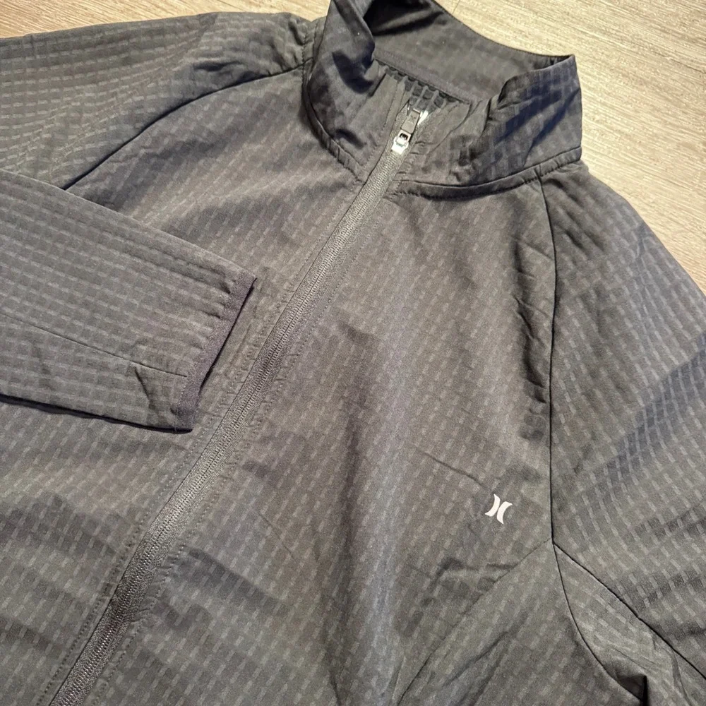 Hurley Jacket Womens XL Black Mock Neck Trail Grid Outdoor Performance Full Zip
